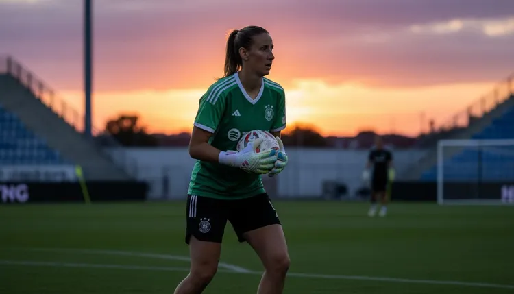 Goalkeeper Ann-Katrin Berger will keep playing for Germany's national team. She aims for the 2027 World Cup in Brazil.