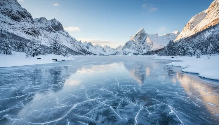En kald og klar vintermorgen venter deg i Lofoten i dag. Det er rolig på veiene og flytrafikken går som normalt, så dagen starter på beste måte.