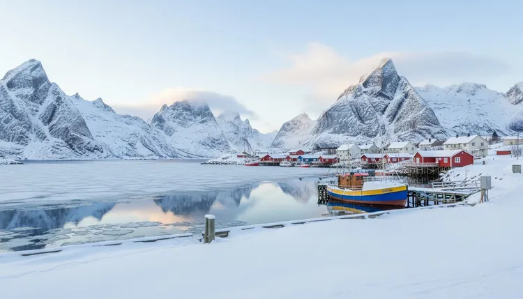 En kald vintermorgen venter i Lofoten med temperaturer ned mot minus åtte grader. Flytrafikken går som normalt, men det er meldt om et stanset kjøretøy på E6 i Hamarøy.