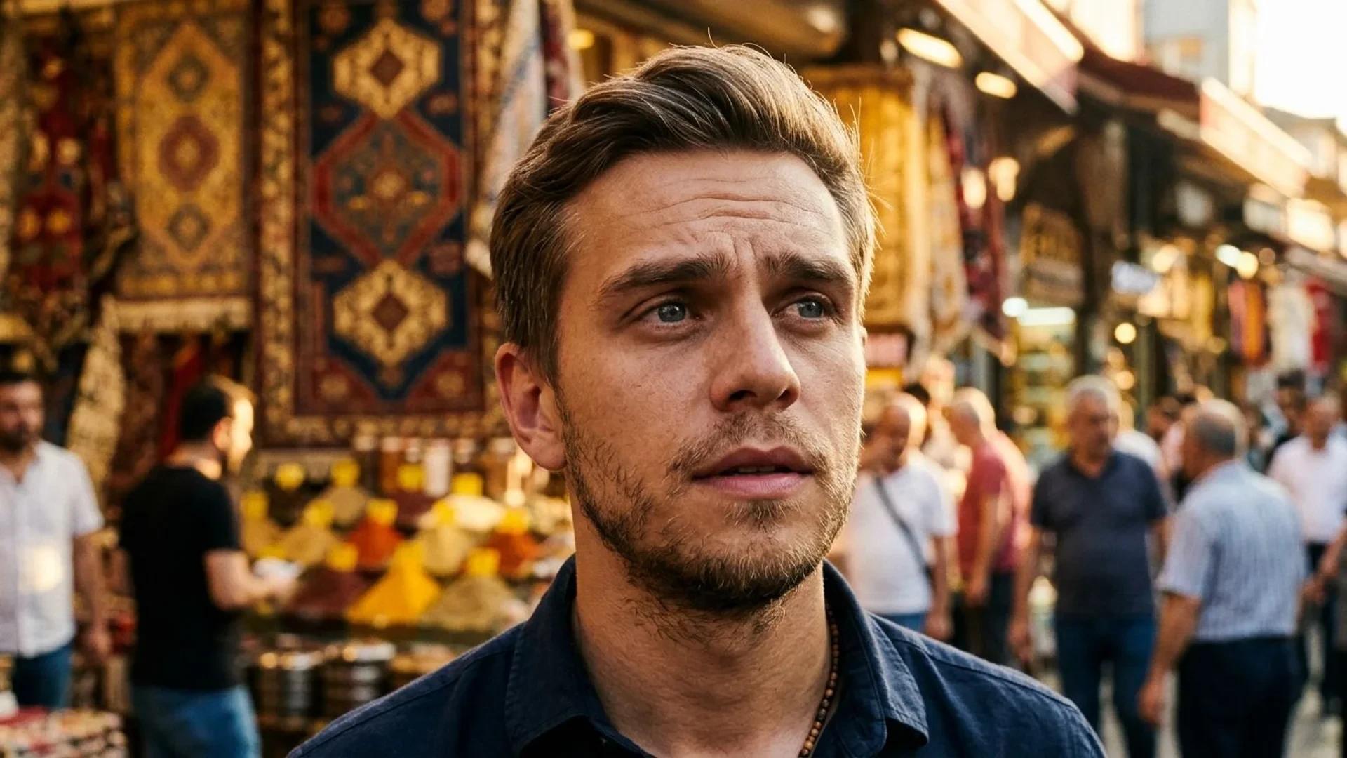 Et nærbilde av Leandro Trossard med Istanbul-marked i bakgrunnen.