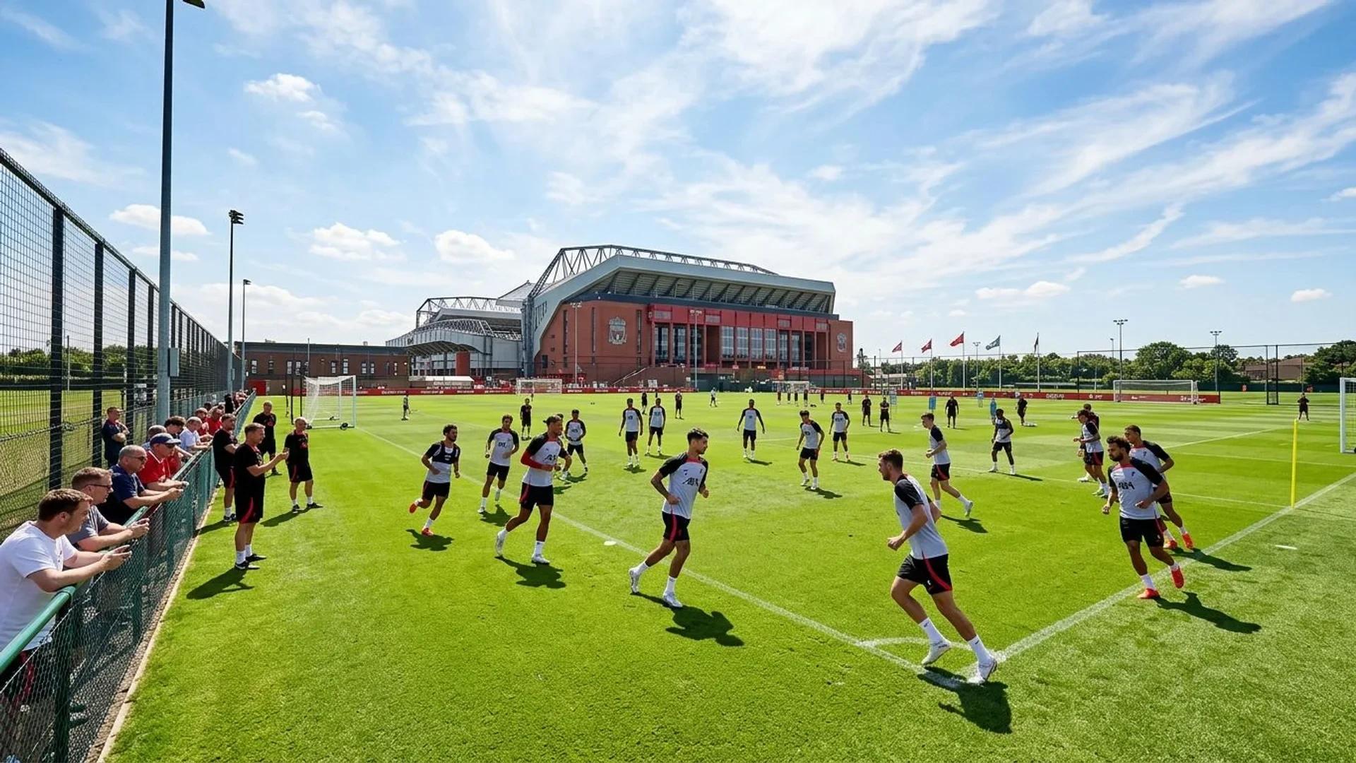 Dominik Szoboszlai training on a sunny pitch with teammates.