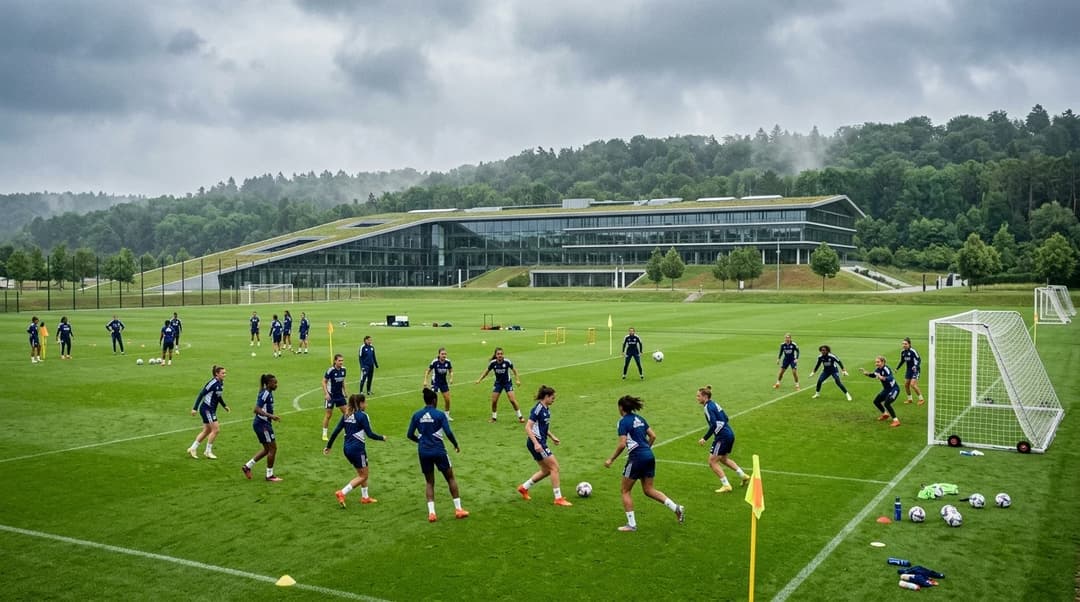 Lyon football team in training session at Adidas Campus.