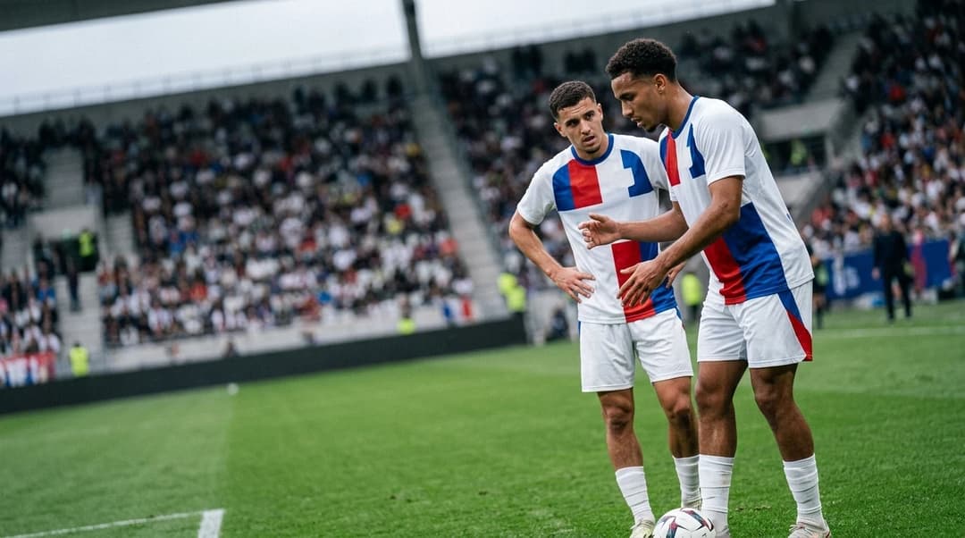 To spillere fra Olympique Lyonnais i aksjon på fotballbanen.