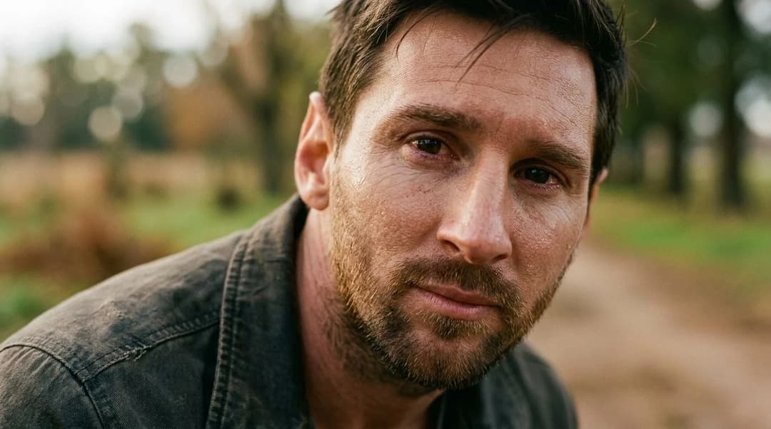Et nært bilde av Lionel Messi med en følelsesmessig uttrykk.