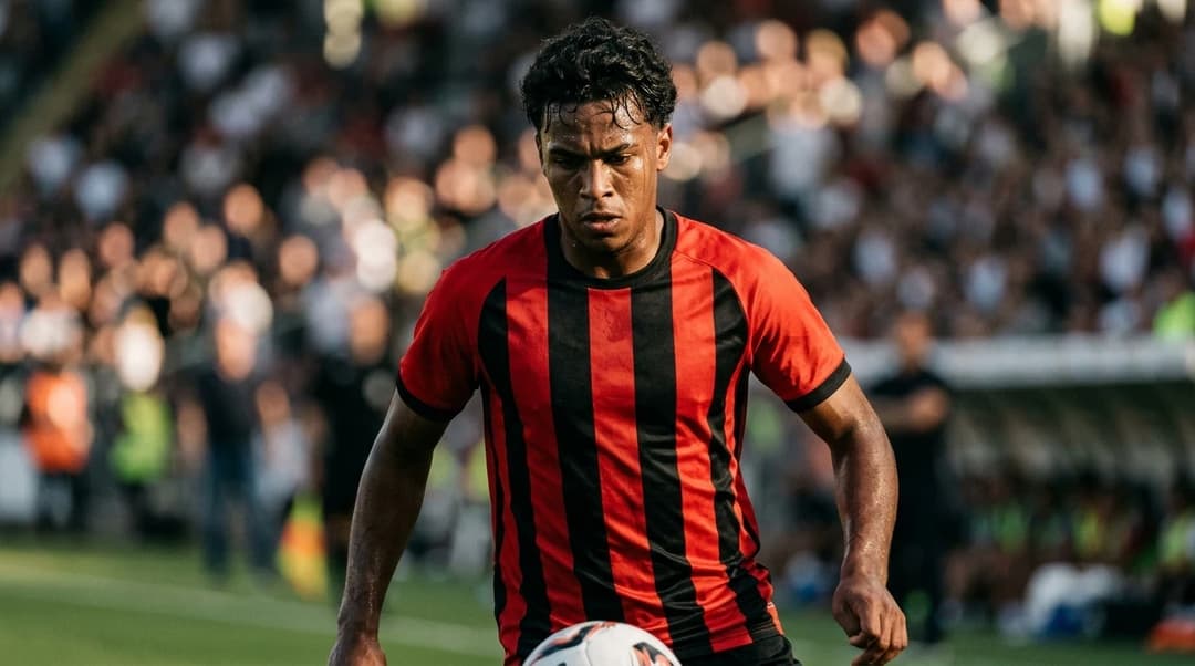 Rayan, en ung brasiliansk fotballspiller, fanger øyeblikket av intensitet på banen.