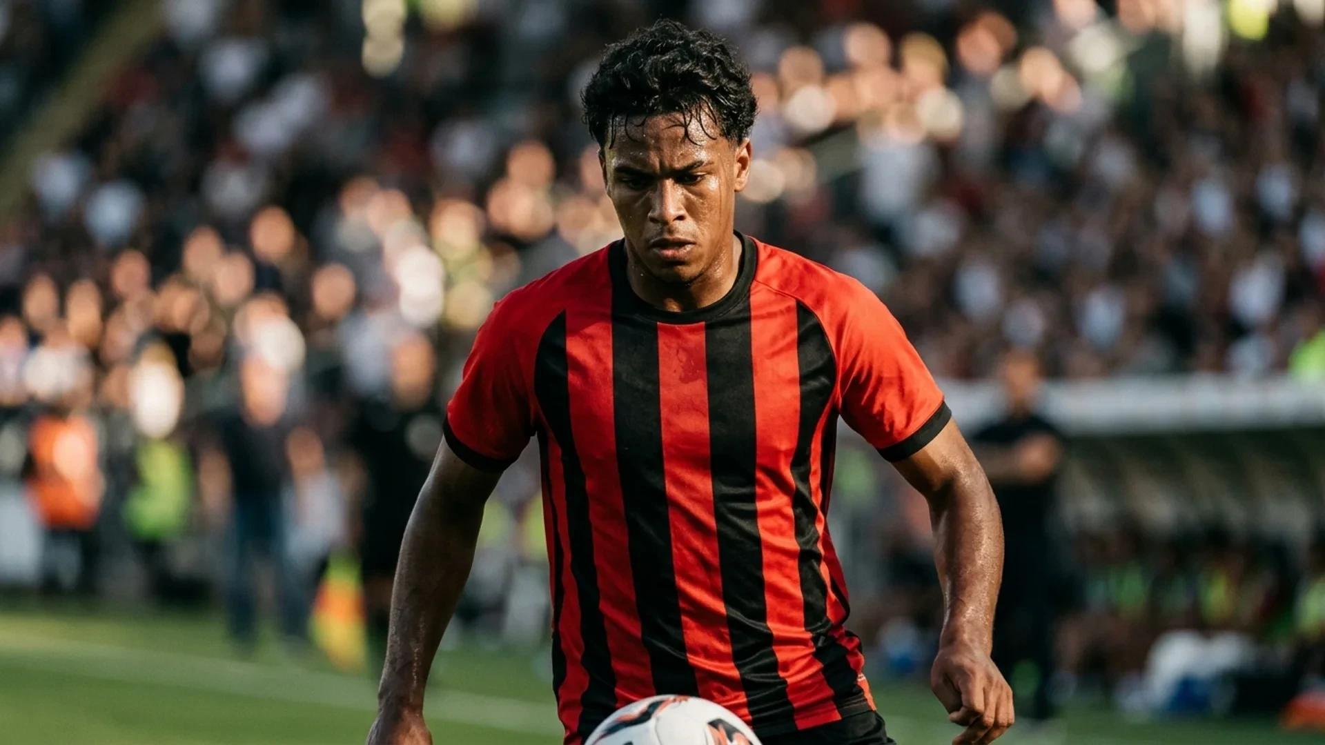 Rayan, en ung brasiliansk fotballspiller, fanger øyeblikket av intensitet på banen.