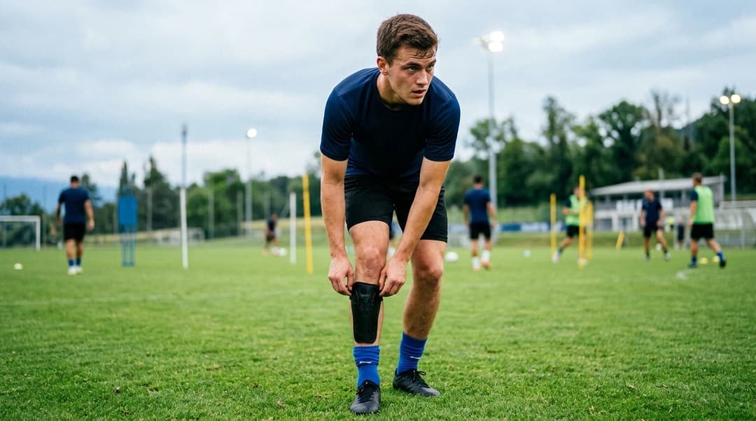 Tyler Fredricson preparing on the training pitch for FC Lausanne-Sport.