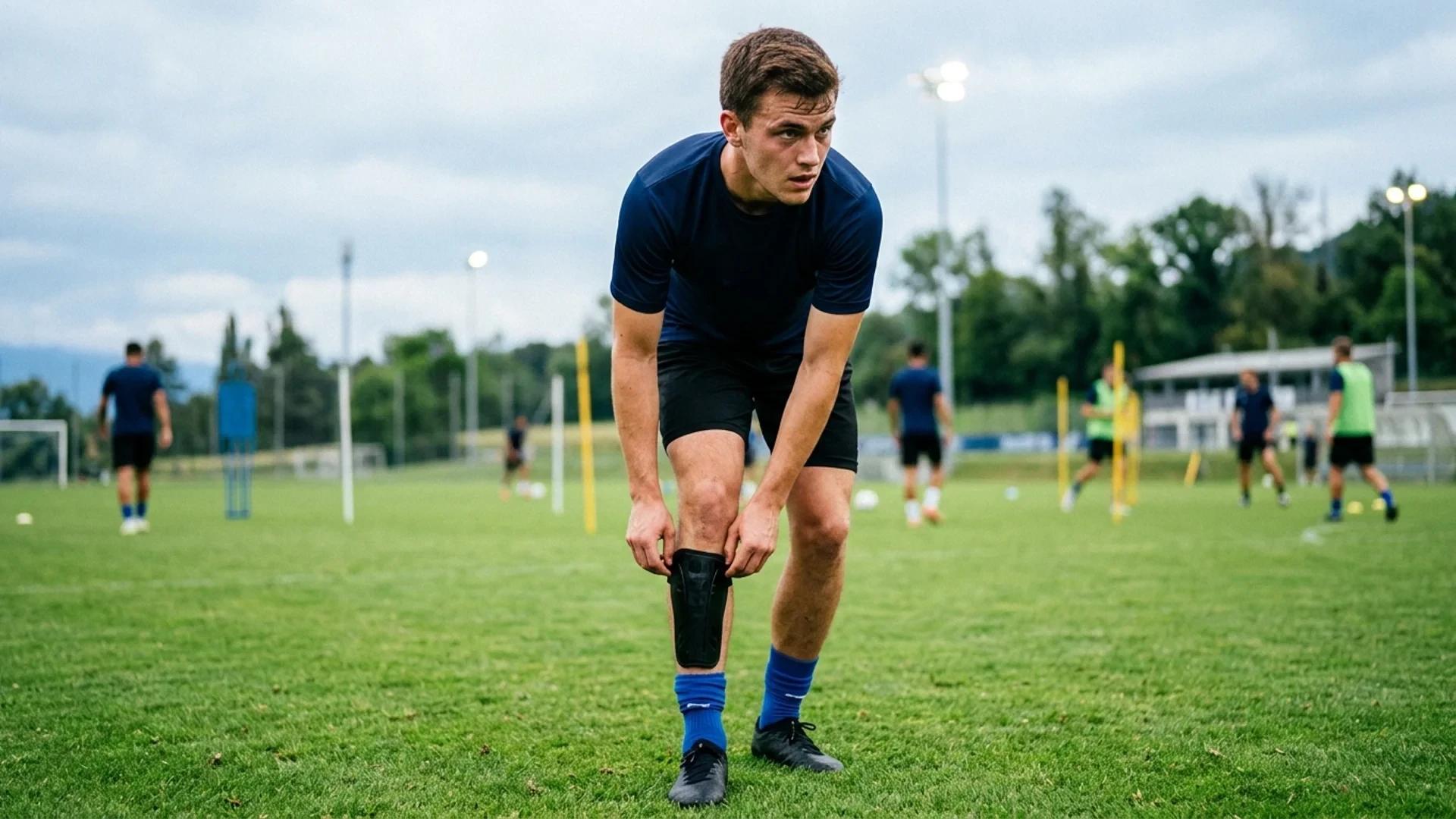 Tyler Fredricson preparing on the training pitch for FC Lausanne-Sport.