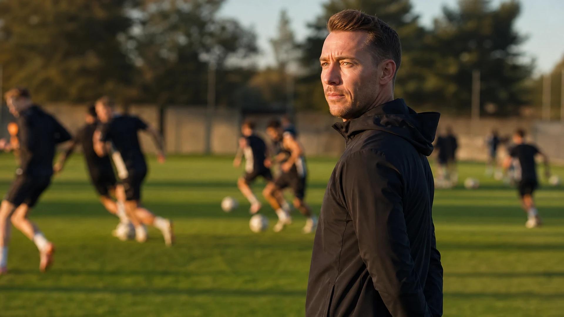 Trener Matthias Jaissle overvåker Newcastle United-spillere under trening.