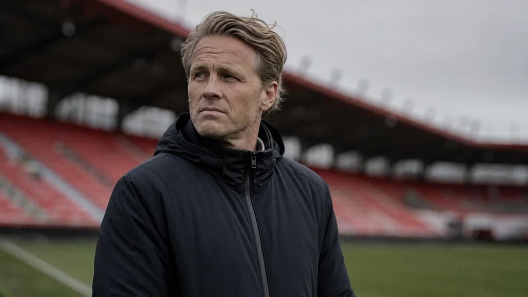 Freyr Alexandersson stands contemplatively at Brann Stadion.