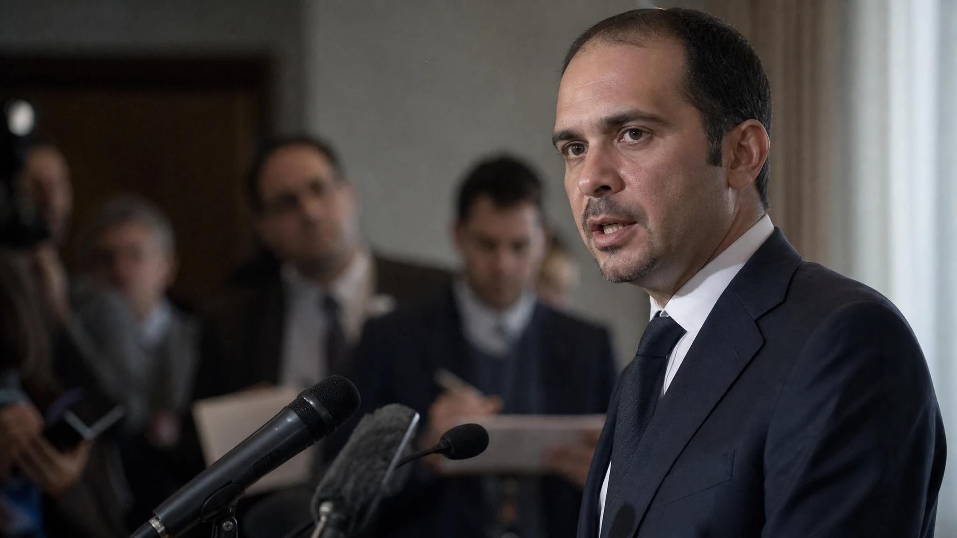 Prins Ali bin Al Hussein speaks at a press conference about FIFA.