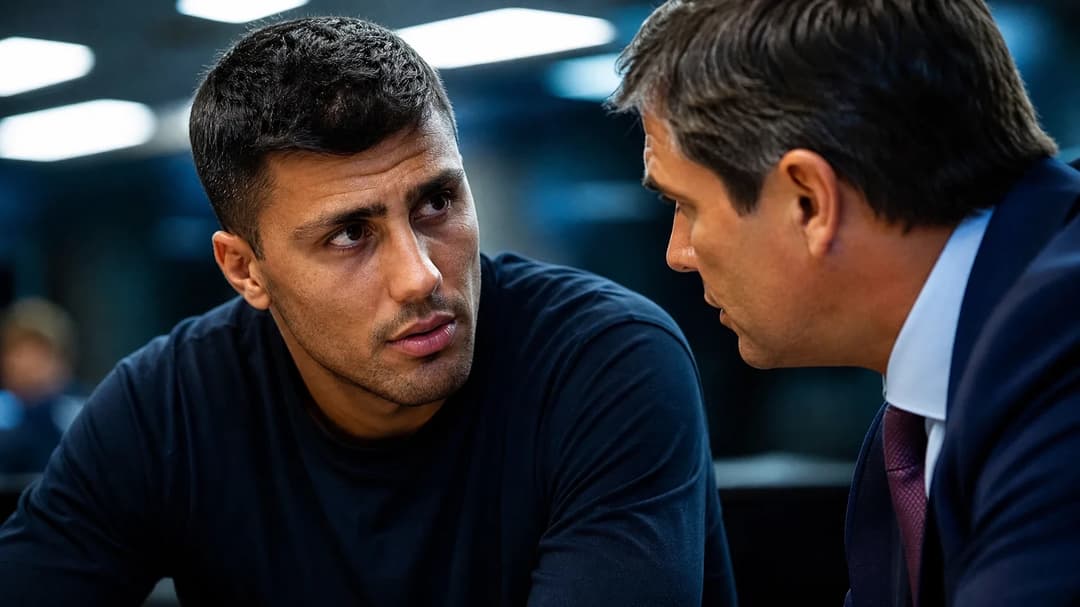 Rodri and a representative from Barcelona engaged in an intense discussion.