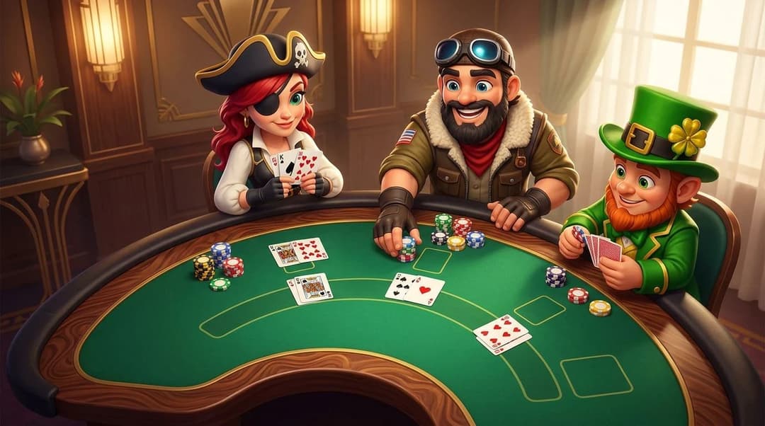 NordicSpins mascots playing blackjack at a casino table.