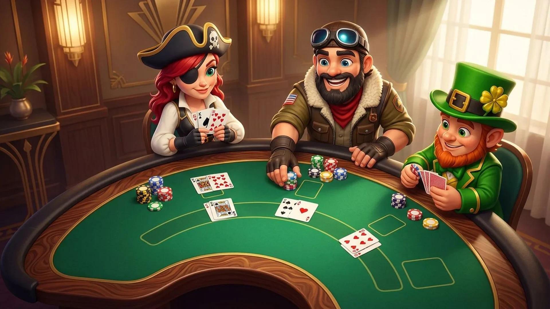 NordicSpins mascots playing blackjack at a casino table.
