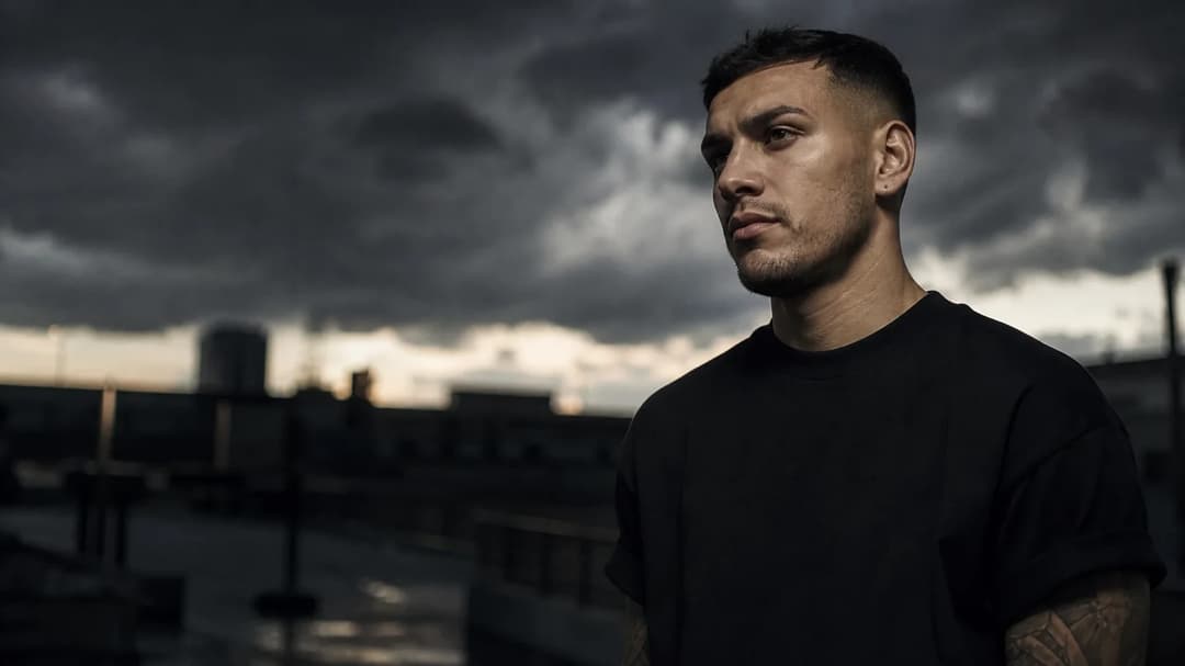 Leandro Paredes in a moment of reflection under a stormy sky.