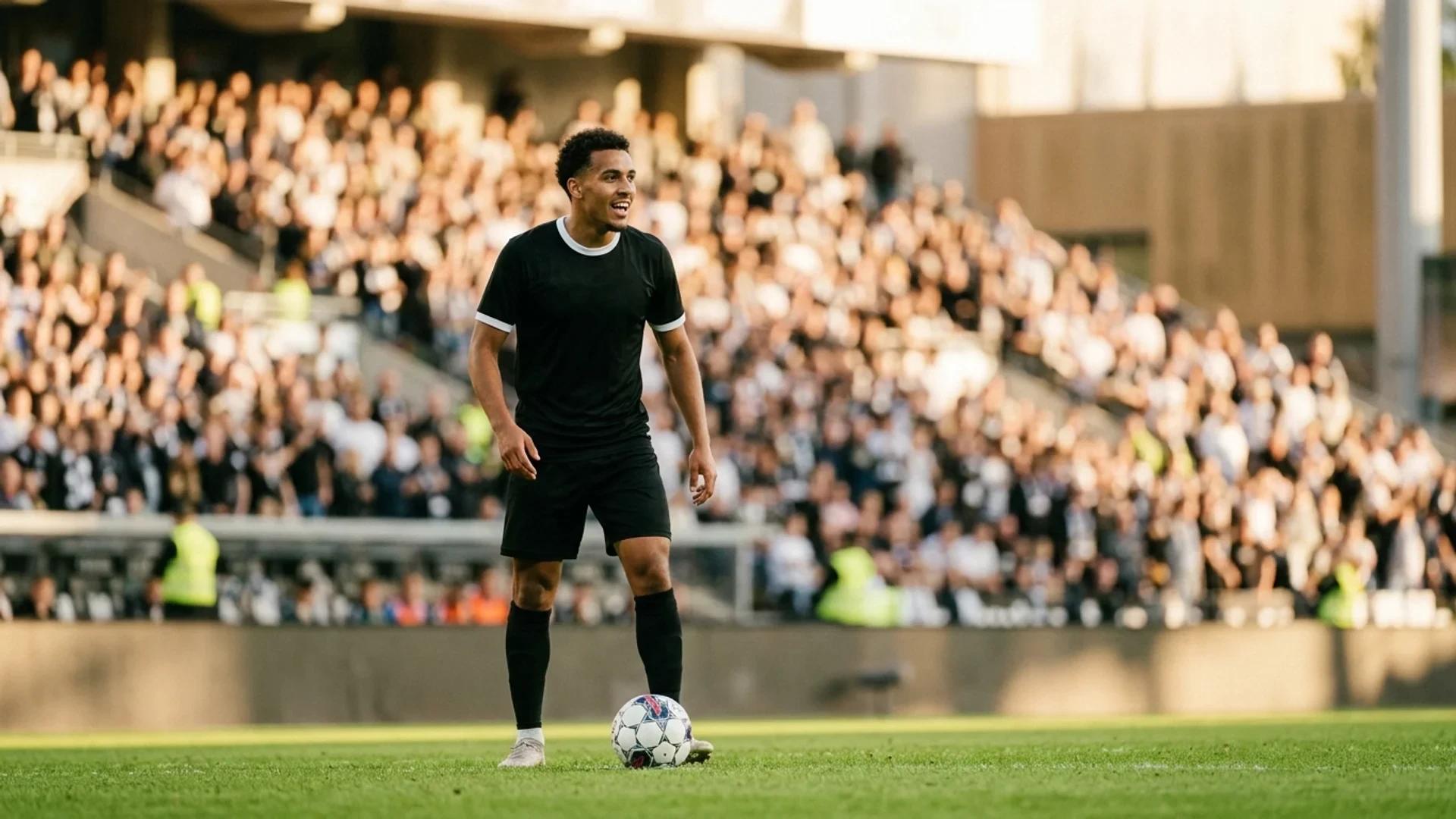 Amin Chiakha, the football player, prepares for a match at Lerkendal Stadium.