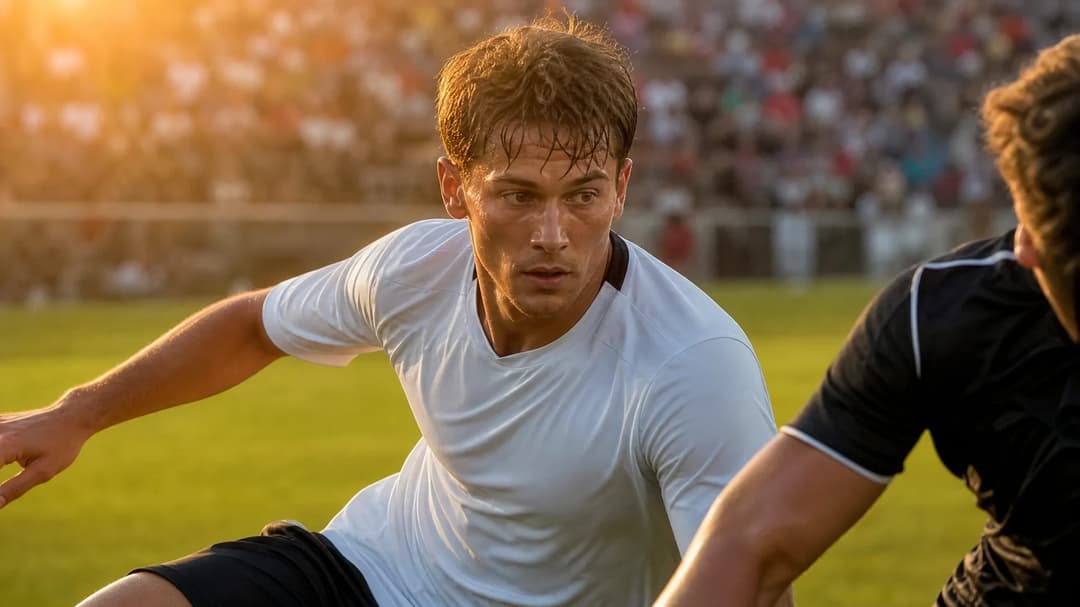 Jeremy Jacquet in action during a football match, showing determination and athletic skill.
