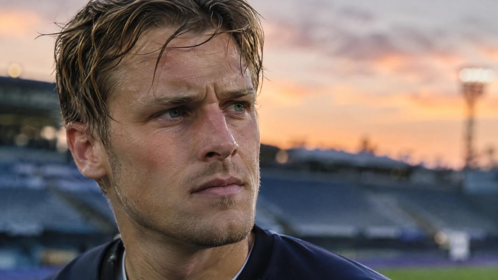 Nærbilde av Thomas Lehne Olsen som viser frustrasjon etter kampen.