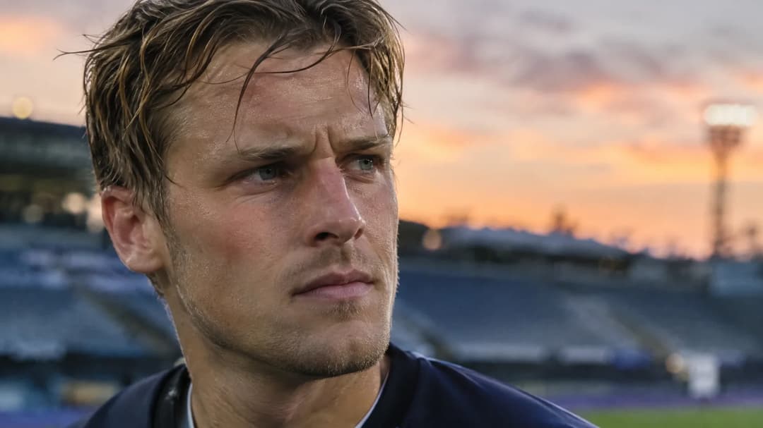 Nærbilde av Thomas Lehne Olsen som viser frustrasjon etter kampen.