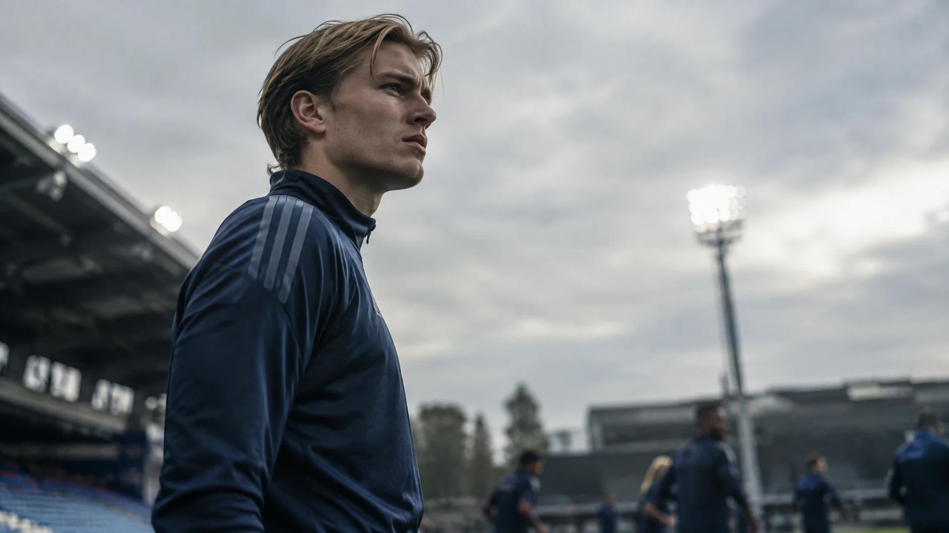 Sebastian Jarl preparing on the field before a match.
