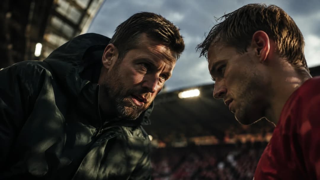 Eirik Horneland and Fredrik Pallesen Knudsen in a tense discussion before the match at Brann Stadion.