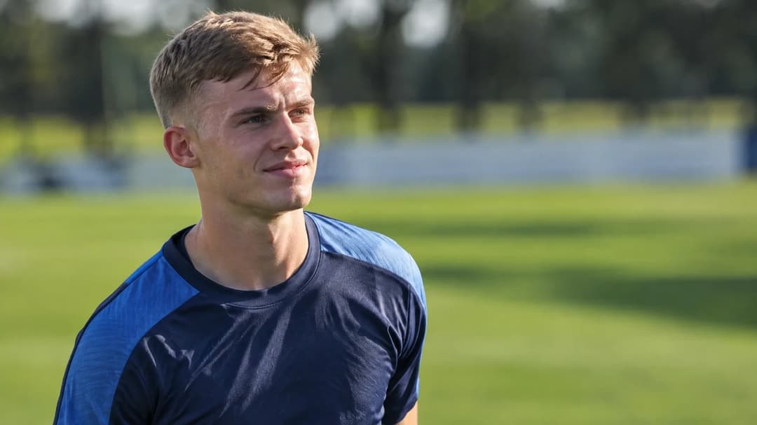 Lewis Hall after a football match, reflecting on his performance.