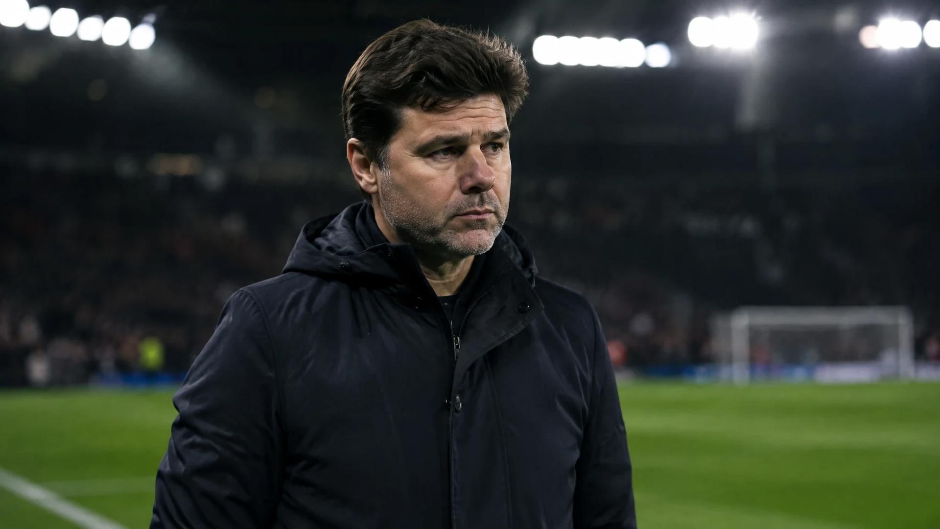 Mauricio Pochettino showing determination and frustration on the sidelines of a football match.