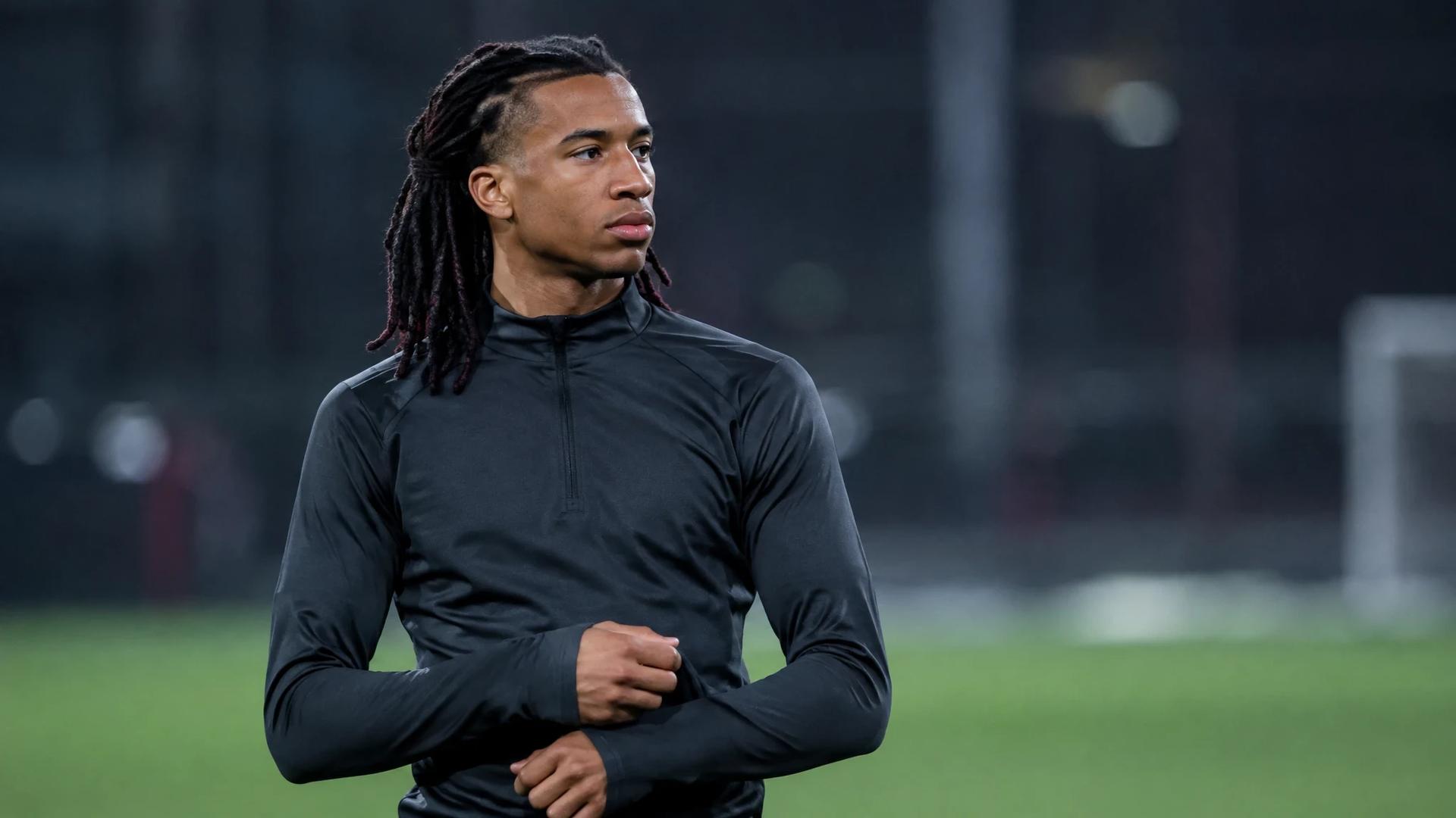 Michael Olise preparing for a training session, displaying focus and determination.