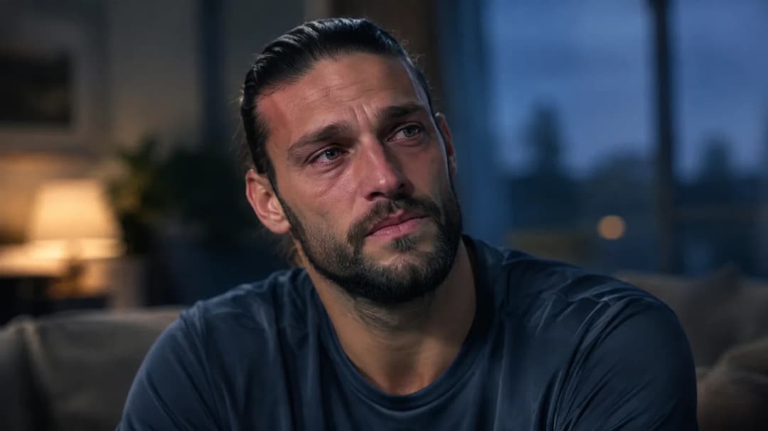Andy Carroll stands in a softly lit room reflecting on a painful past.