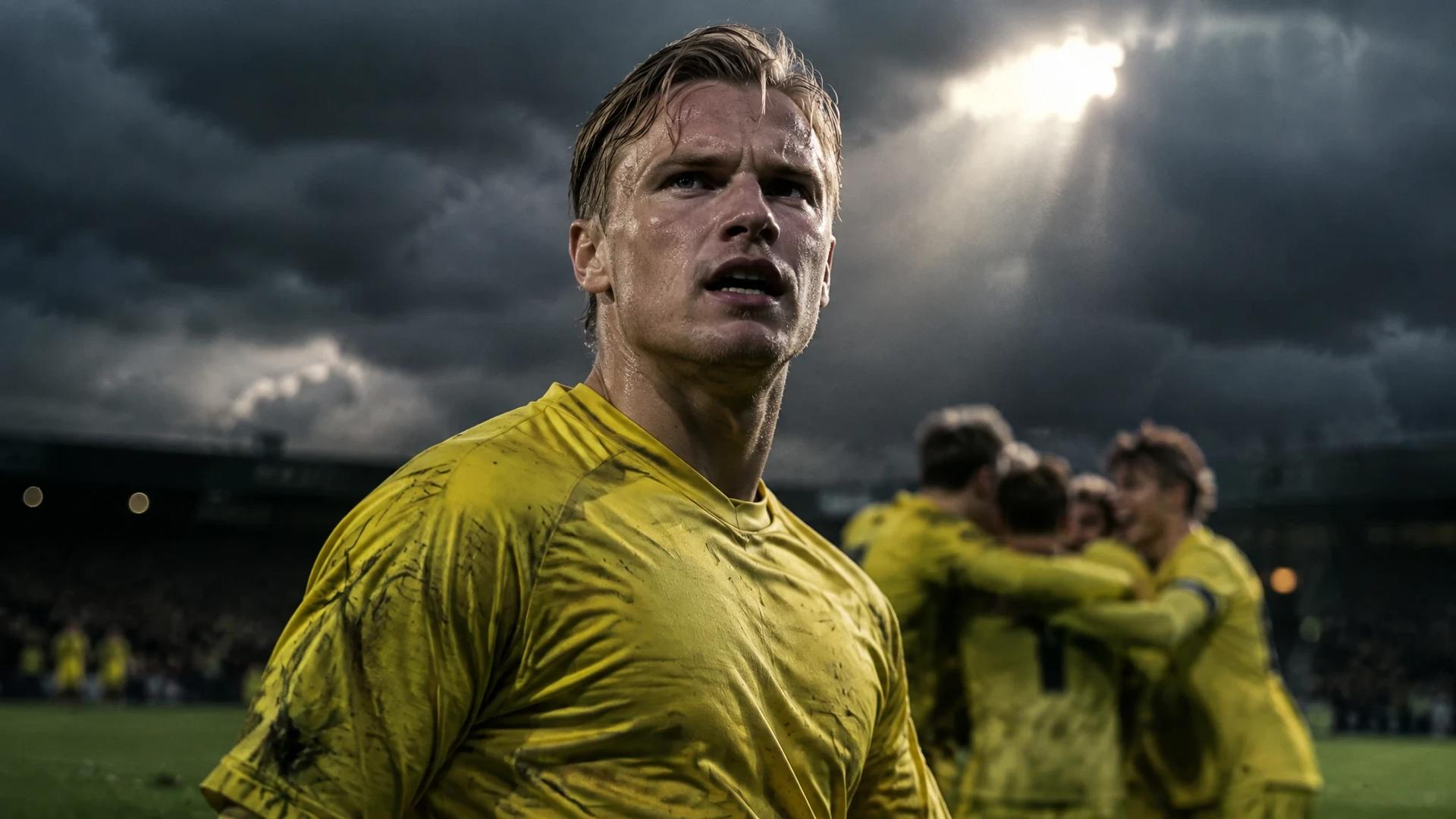 Ola Brynhildsen celebrates a goal for Bodø/Glimt during a match.