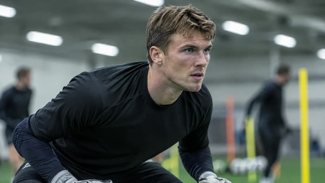 Close-up of Arild Østbø focused during training.