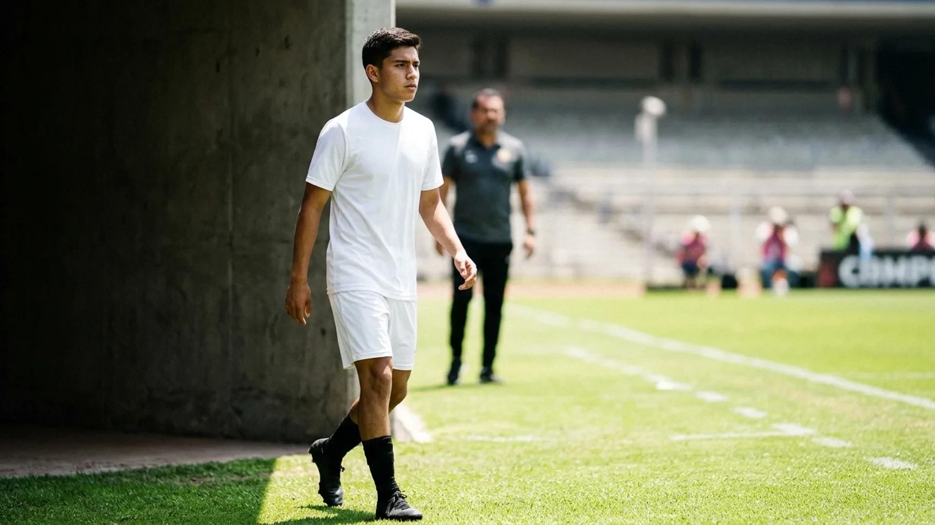 Gilberto Mora går fra en skyggefull spillertunnel ut mot en solbelyst fotballbane.