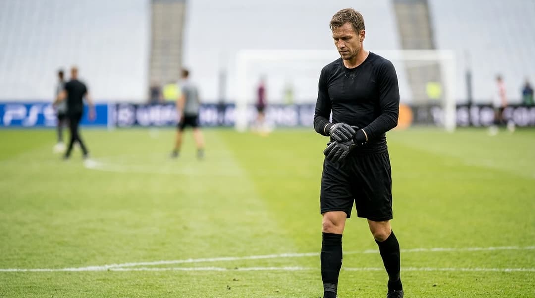 Feyenoord-keeper Tjark Ernst står etter kampen i en rolig, reflektert stund.