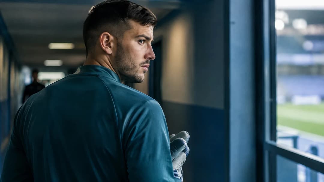 Gerónimo Rulli står i en spillertunnel med keeperhanskene i hånden og ser konsentrert mot dagslyset fra banen.