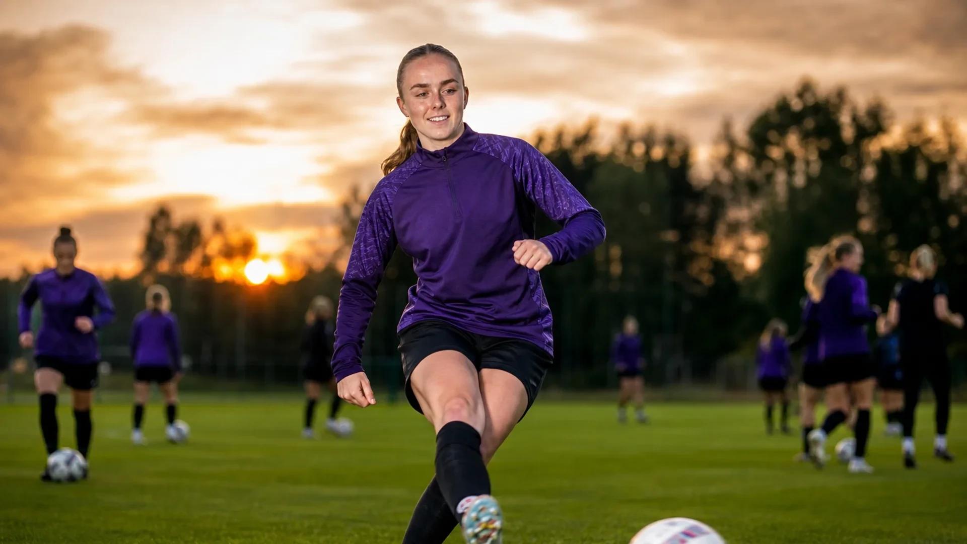 Danish midfielder Pernille Sanvig training on the pitch at BK Häcken.