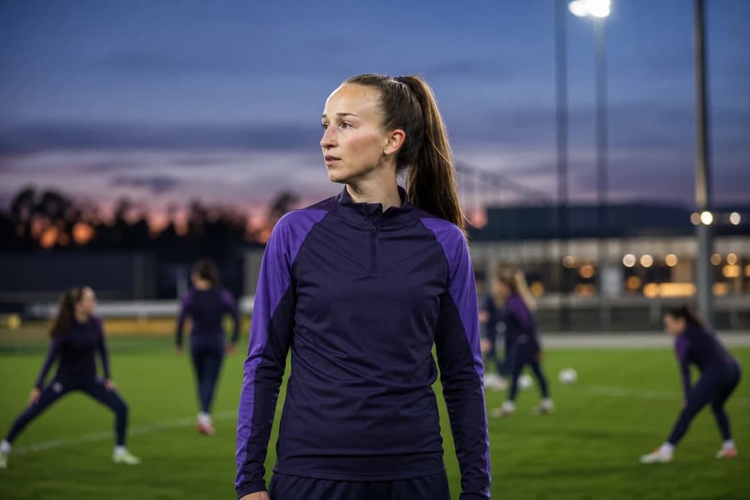 Sari Kees preparing for training at Ajax's facility during dusk.
