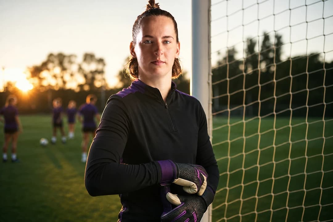 Finnish goalkeeper Sofia Manner adjusts her gloves during a training session.