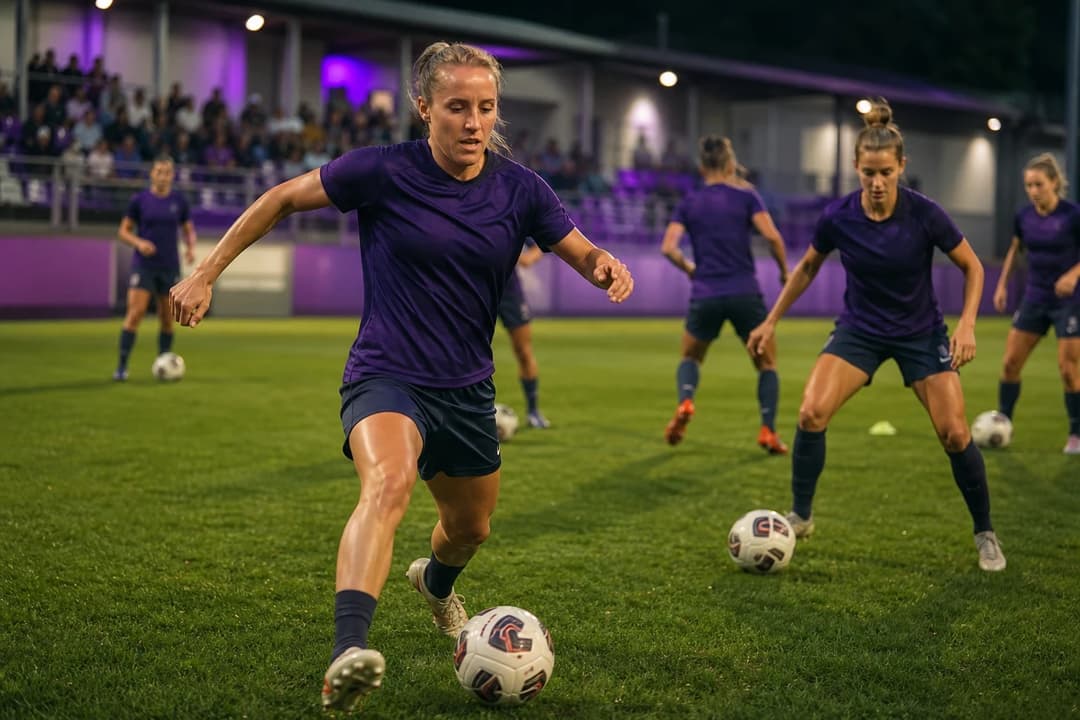 Valentina Cernoia leads her new team in a training session with teammates in the background.