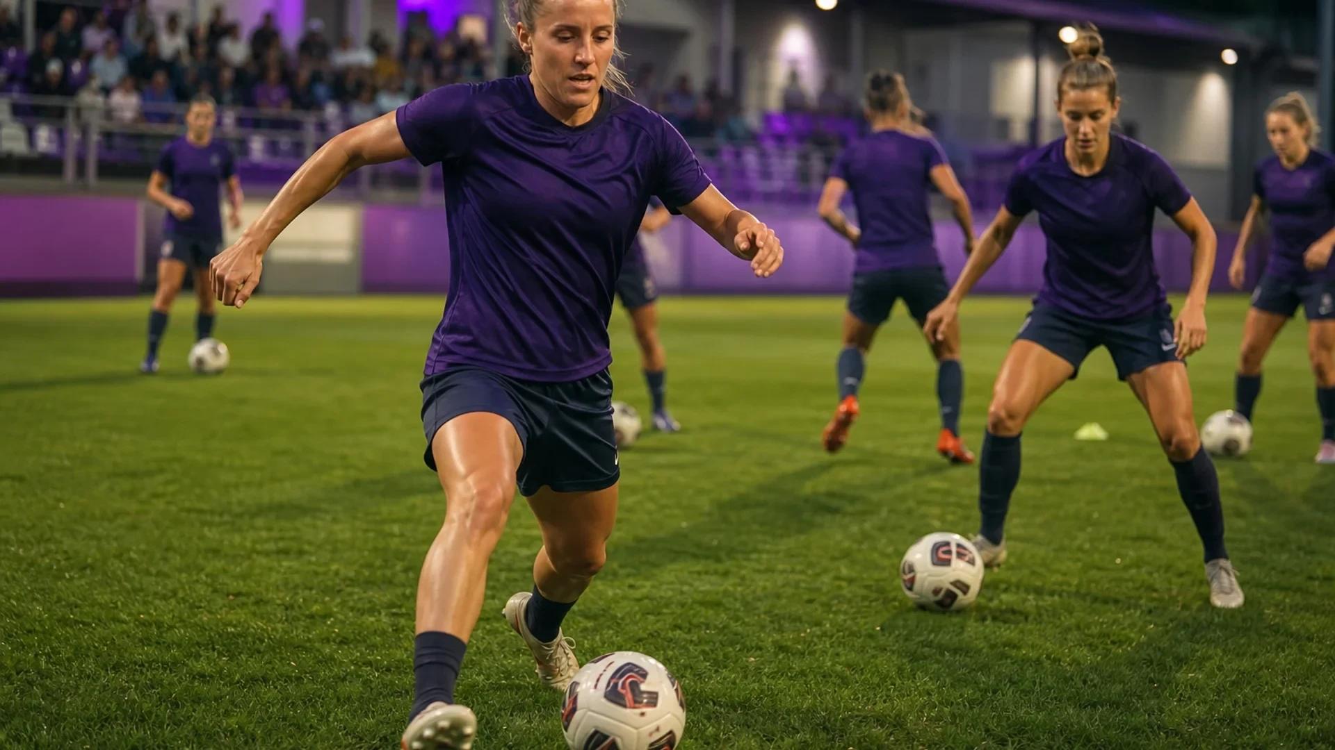 Valentina Cernoia leads her new team in a training session with teammates in the background.