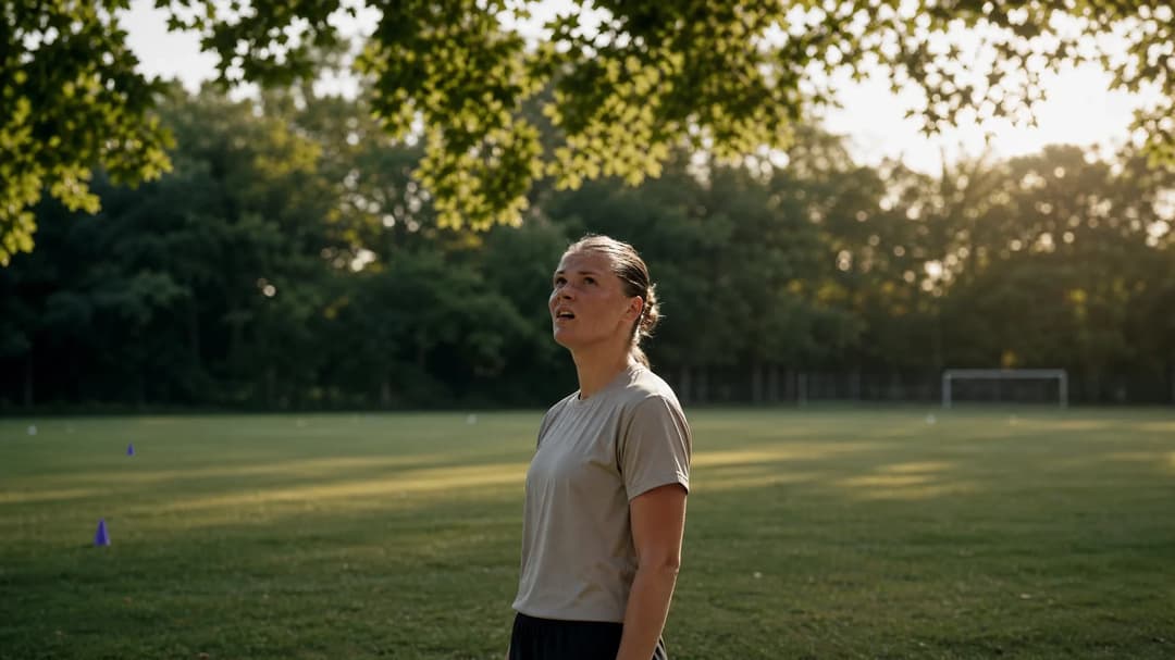 Polish defender Malgorzata Grec standing at a training field, reflecting on her departure from Newcastle.