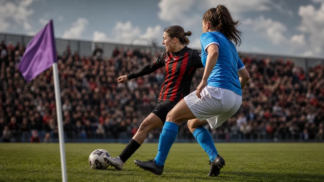 AC Milan Women and Napoli Women competing fiercely on the football pitch during a match.