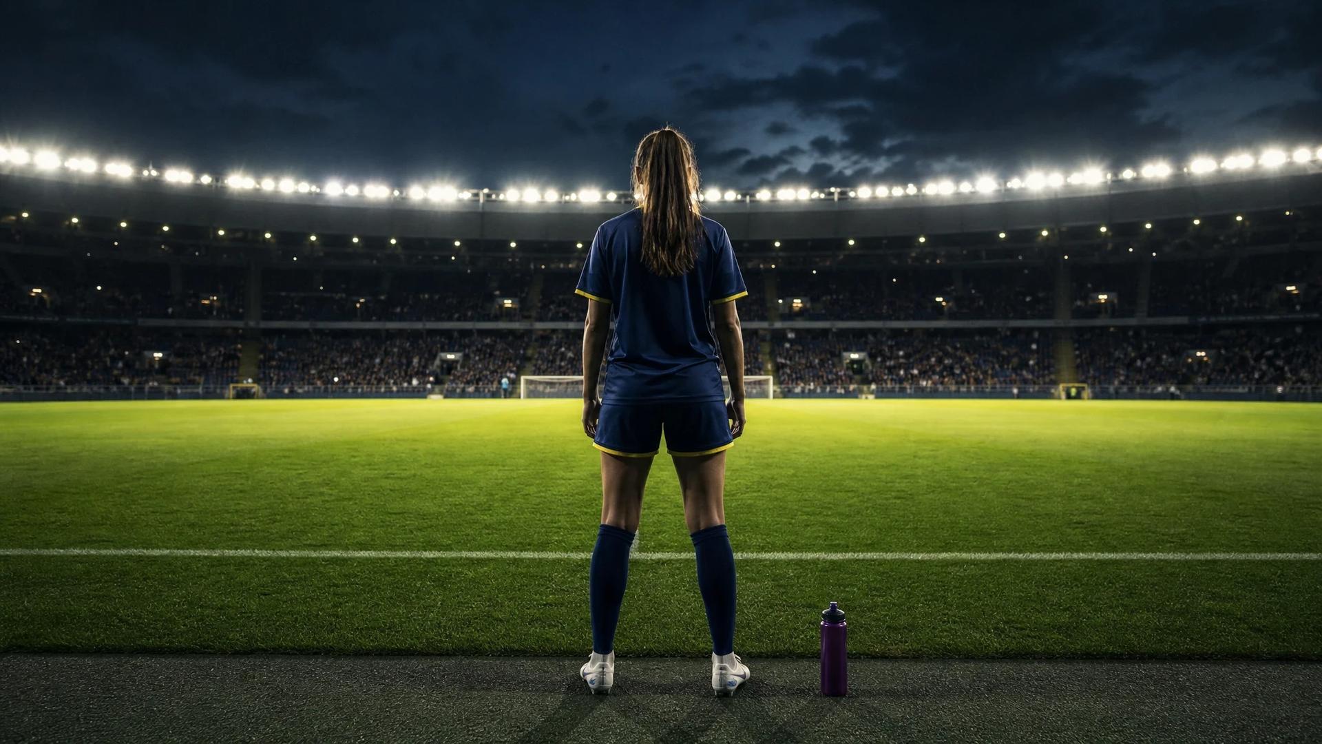 Benedetta Santoro stands at the edge of a football pitch, preparing for her match.