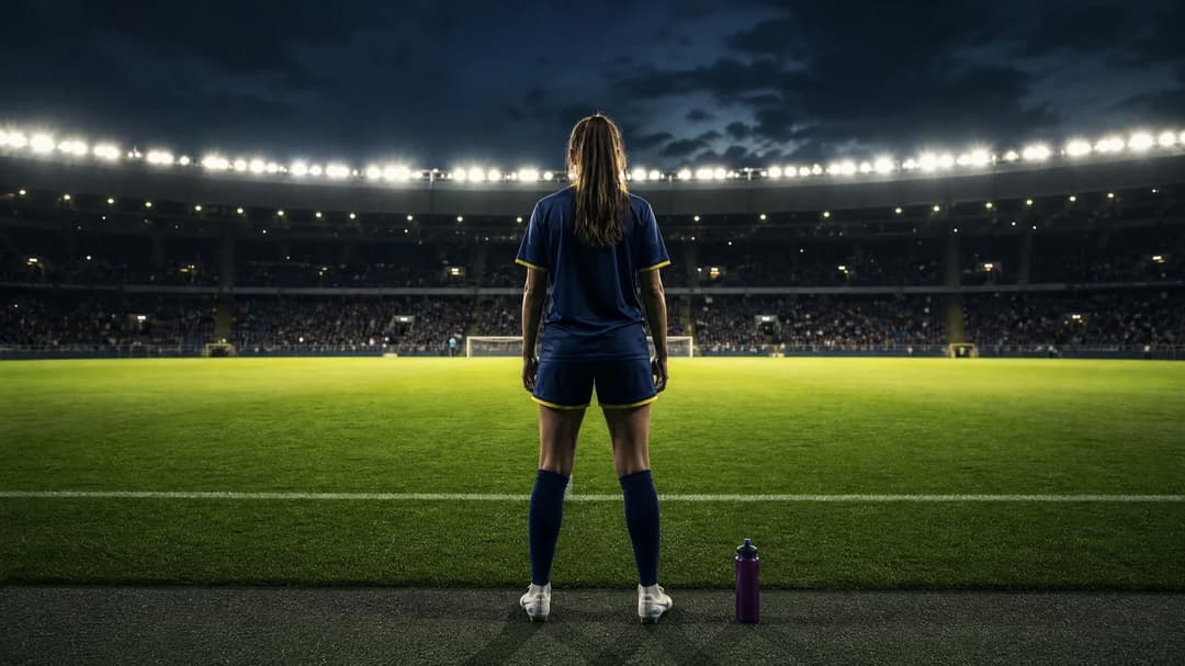 Benedetta Santoro stands at the edge of a football pitch, preparing for her match.