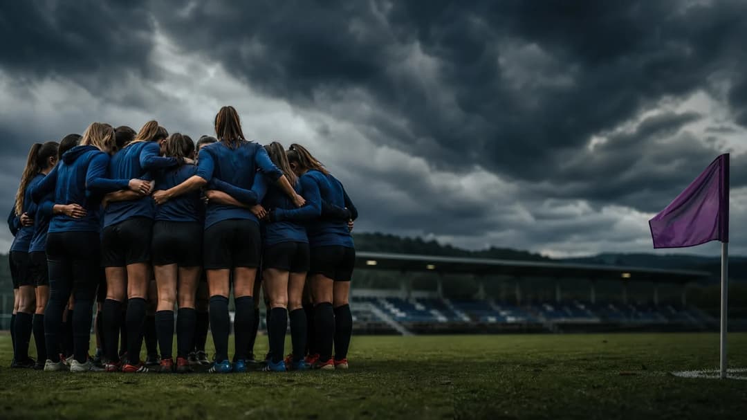 Real Sociedad players in a pre-game huddle on the pitch.