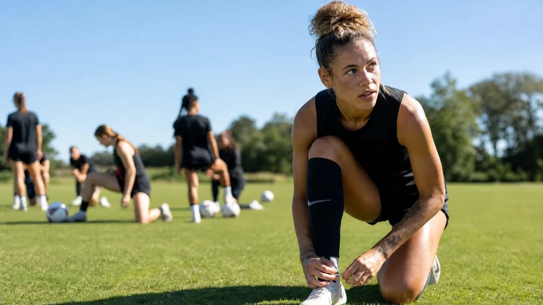 Trinity Rodman preparing for a match at training ground.