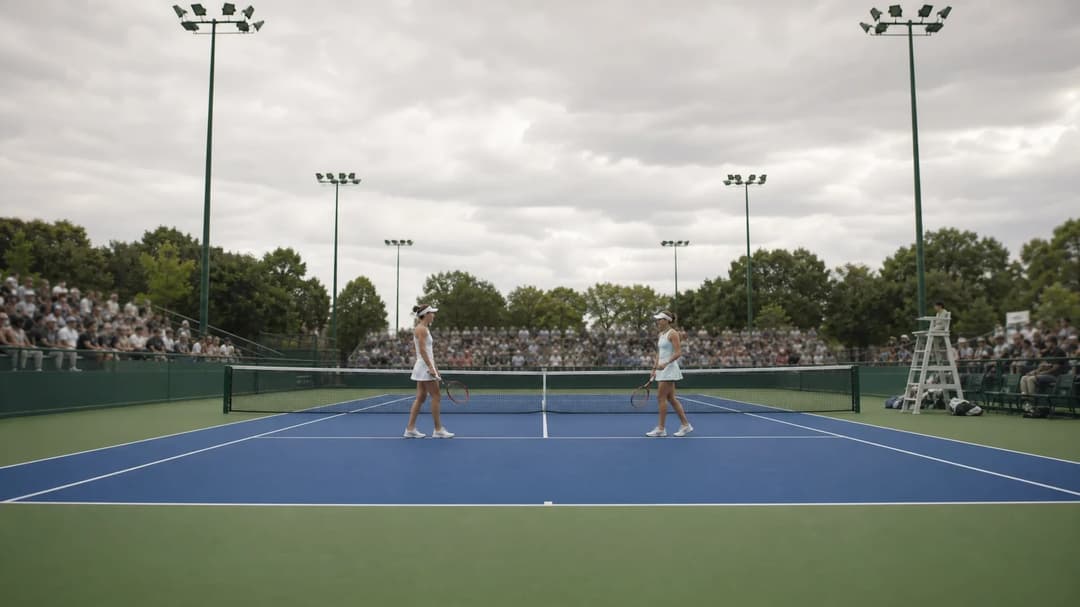 Elena Rybakina and Daria Kasatkina interacting during the match at the National Bank Open.