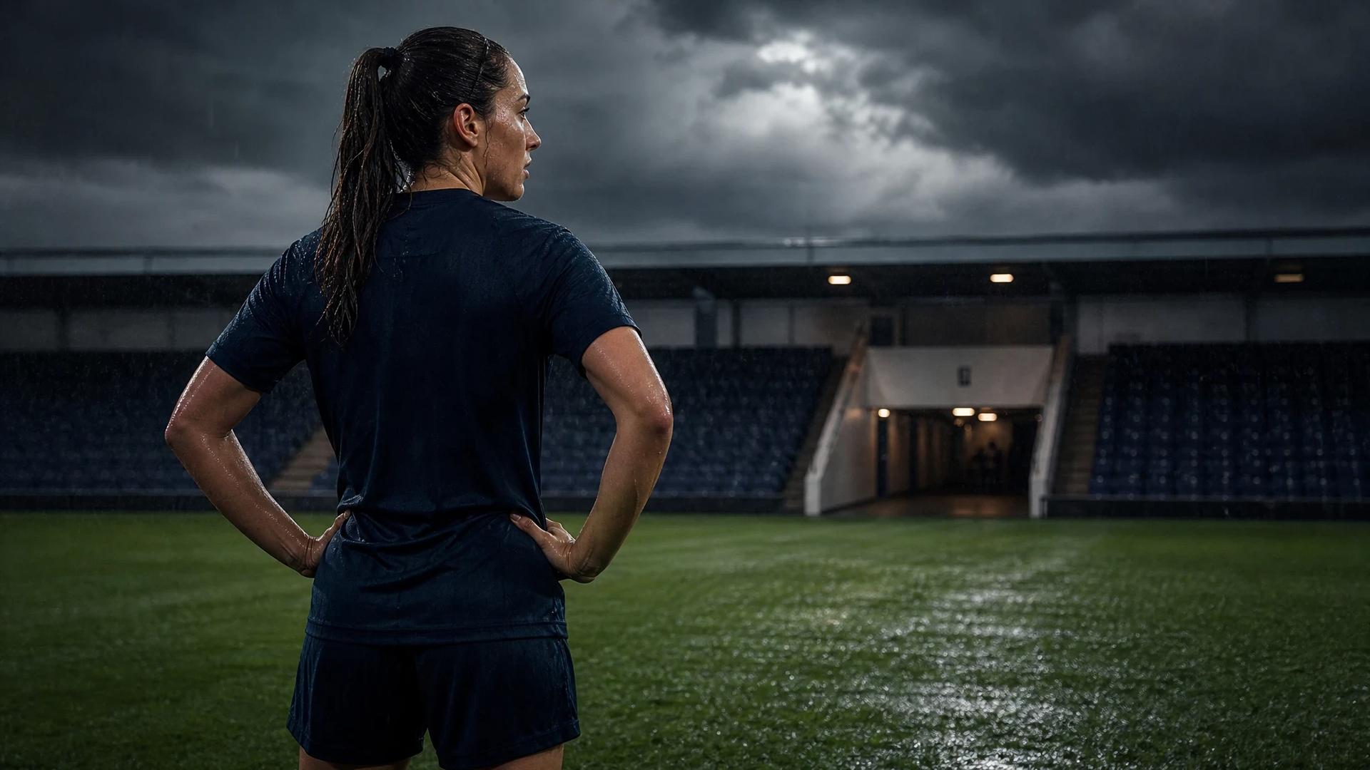 Lia Wälti on a rainy football pitch, preparing for a match against Arsenal.