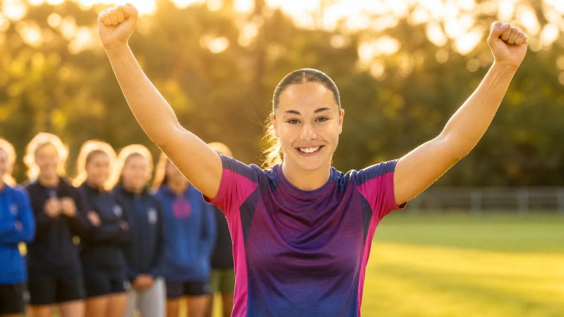 Grace Collinson celebrating after signing her first professional contract with Durham.