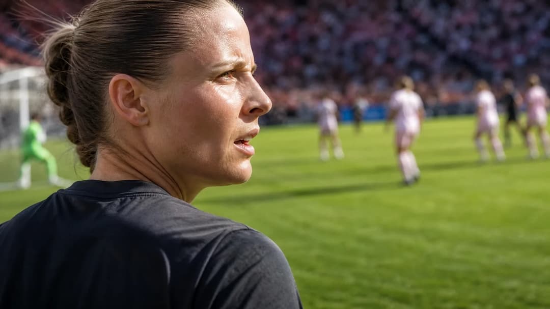 Maja Bodin prepares to take a shot at the goal in a football match.