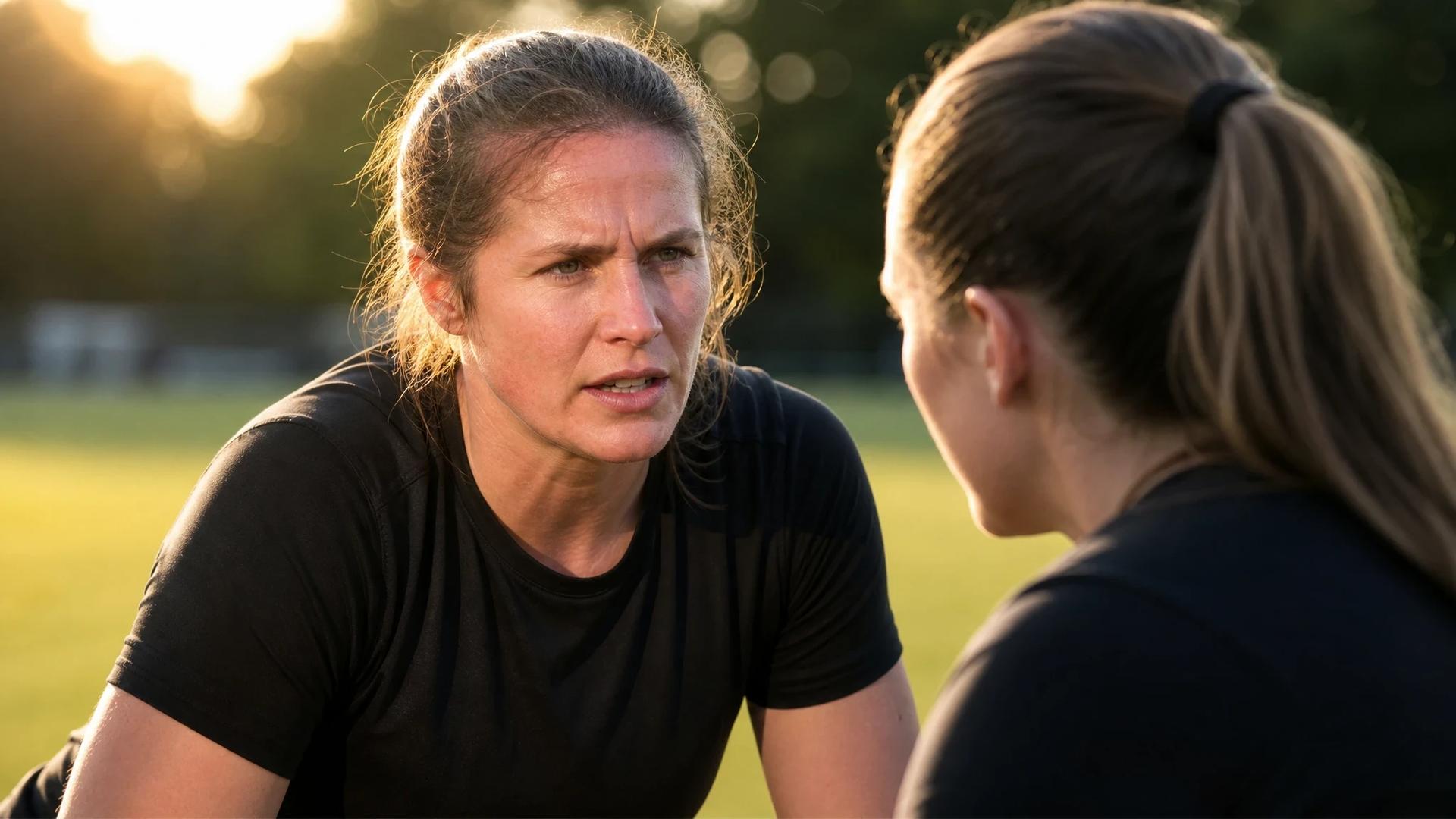 Beth Hepple and Jade Pennock in an intense training moment on the pitch.